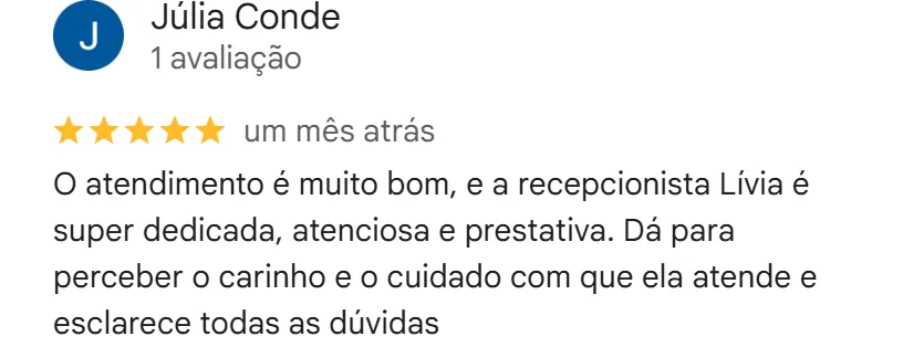 Avaliação cinco estrelas no Google da unidade Diadema Serraria