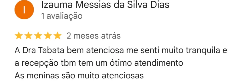Avaliação cinco estrelas no Google da unidade Diadema Centro