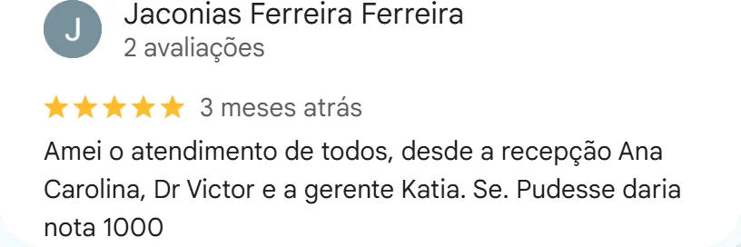 Avaliação cinco estrelas no Google da unidade Diadema Serraria