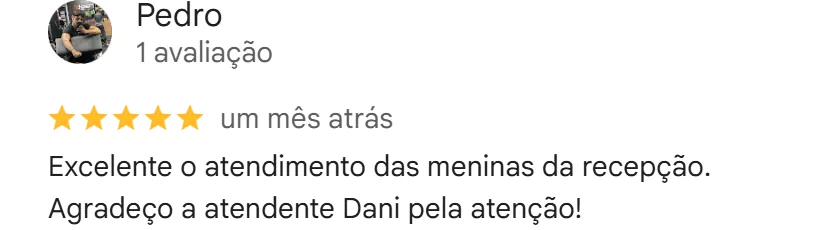 Avaliação cinco estrelas no Google da unidade Brasilândia